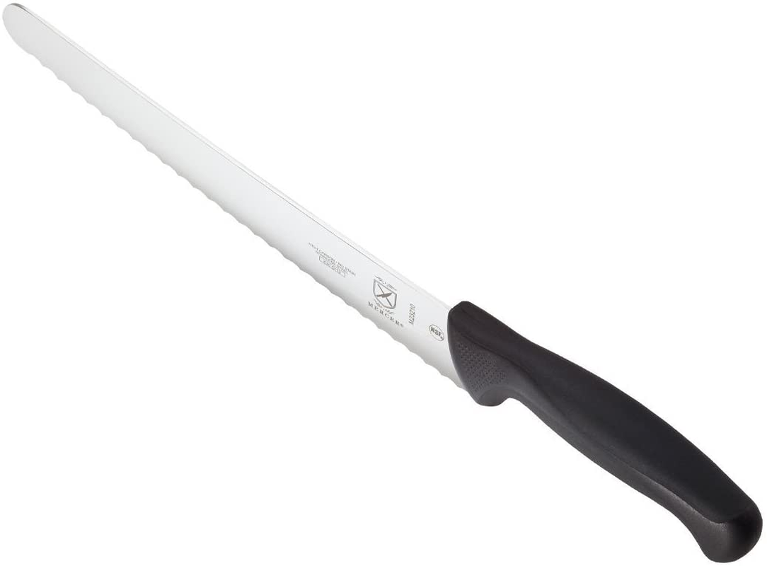 Mercer Culinary M23210 Millennia 10-Inch Wide Wavy Edge Bread Knife, Black