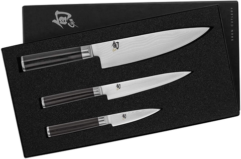 Image of Shun Cutlery Classic 3-Piece Starter Set; 8” Multi-Purpose Chef’S Knife, 3.5” Paring Knife and 6” Utility Knife Are the Essential Kitchen Trio; Exquisitely Handcrafted Japanese Cutlery