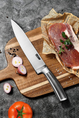 Knife Set, 14-Piece German Steel Kitchen Knife Block Sets with Built-In Sharpener, Rotating Block