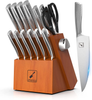 Kitchen Knife Set with Block, Imarku 14-Piece High Carbon Stainless Steel Knife Set, Dishwasher Safe Kitchen Knives, Chef Knife Set with Built-In Sharpener, Ergonomic Handle