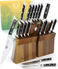 DALSTRONG Knife Set Block - 18-Pc Colossal Knife Set - Gladiator Series -German HC Steel - Acacia Wood Stand (Black Handles) - NSF Certified