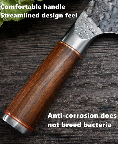 Image of Handmade Forged Serbian Meat Cleaver Knife with Sheath Chef'S Knvies Full Tang Butcher Knife Outdoor Meat Vegetable Cleaver for Family, BBQ or Camping (Silver)