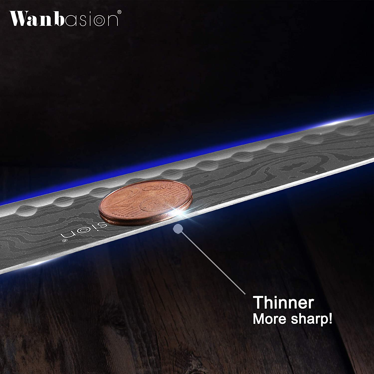 Matte Black Titanium Plated Stainless Steel Kitchen Knife Set, Chef Kitchen Knife Set Professional, Dishwasher Safe Kitchen Knife Set with Damascus Style