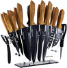 Dockorio Kitchen Knife Set with Block, 19 PCS High Carbon Stainless Steel Sharp Kitchen Knife Set Includes Serrated Steak Knives Set, Chef Knives, Bread Knife, Scissor, Sharpener, All in One Knife Set