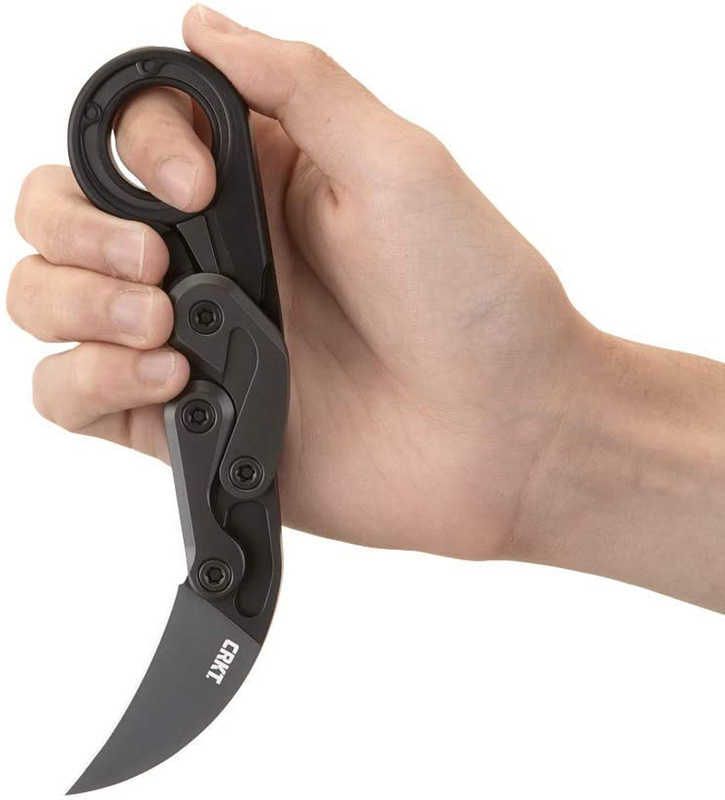 CRKT Provoke First Responder Folding Pocket Knife: Morphing Karambit, D2 Blade Steel, Kinematic Pivot Action, Integrated Safety Lock, Low Profile Pocket Clip, Glass Breaker, Sheath 4042