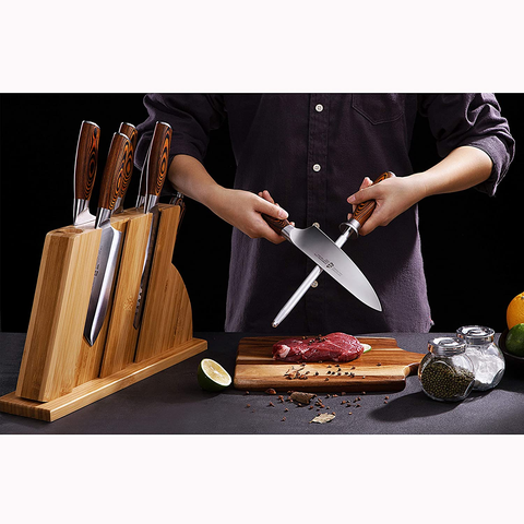 TUO Chef Knife Kitchen Knives Chef S Knife, High Carbon German Stainless Steel Cutlery Rust Resistant, Pakkawood Handle Luxurious Gift Box 8 Inch Chopper Fiery Phoenix Series