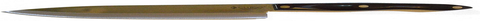 Image of CUTCO Model 1728 Petite Chef Knife with 7 3/4" High Carbon Stainless Blade and 5 1/2" Classic Dark Brown Handle (Often Called "Black") in Factory-Sealed Plastic Bag.