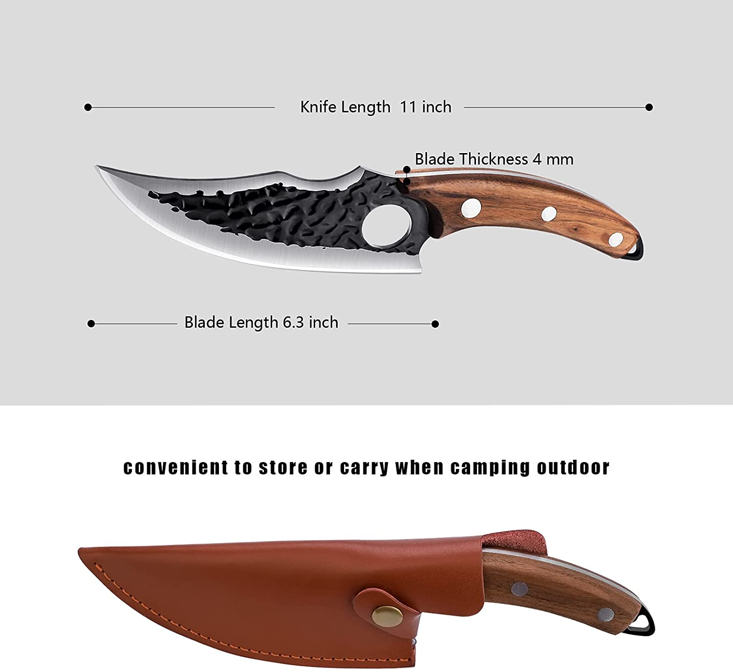 Upgraded Huusk Kitchen Chef Knife Viking Knife with Sheath Japanese Forged Japan Knives Boning Knife Multipurpose Meat Knives Outdoor Camping BBQ Knife with Gift Box