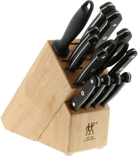 HENCKELS ZWILLING J.A. Henckels Zwilling Gourmet 14-Pc Knife Block Set, 3.15 Pound, Black/Stainless Steel