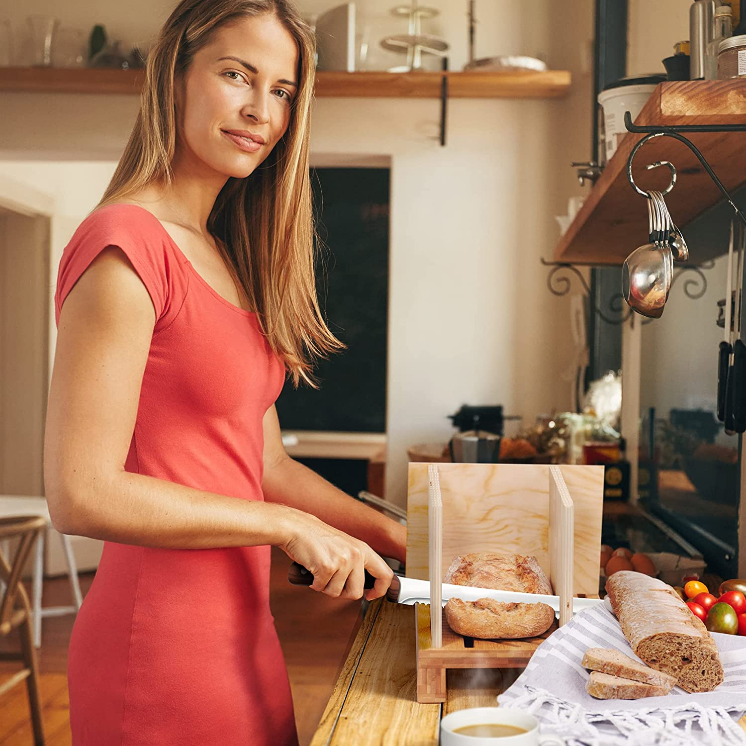 Serrated Bread Knife for Homemade Bread. Long 10.5 Inch Ultra Sharp Blade for Effortless Cuts of Thick Loaves. Professional Bread Cutter for Crusty Sourdough Bread. Works Well with Bread Slicer Guides