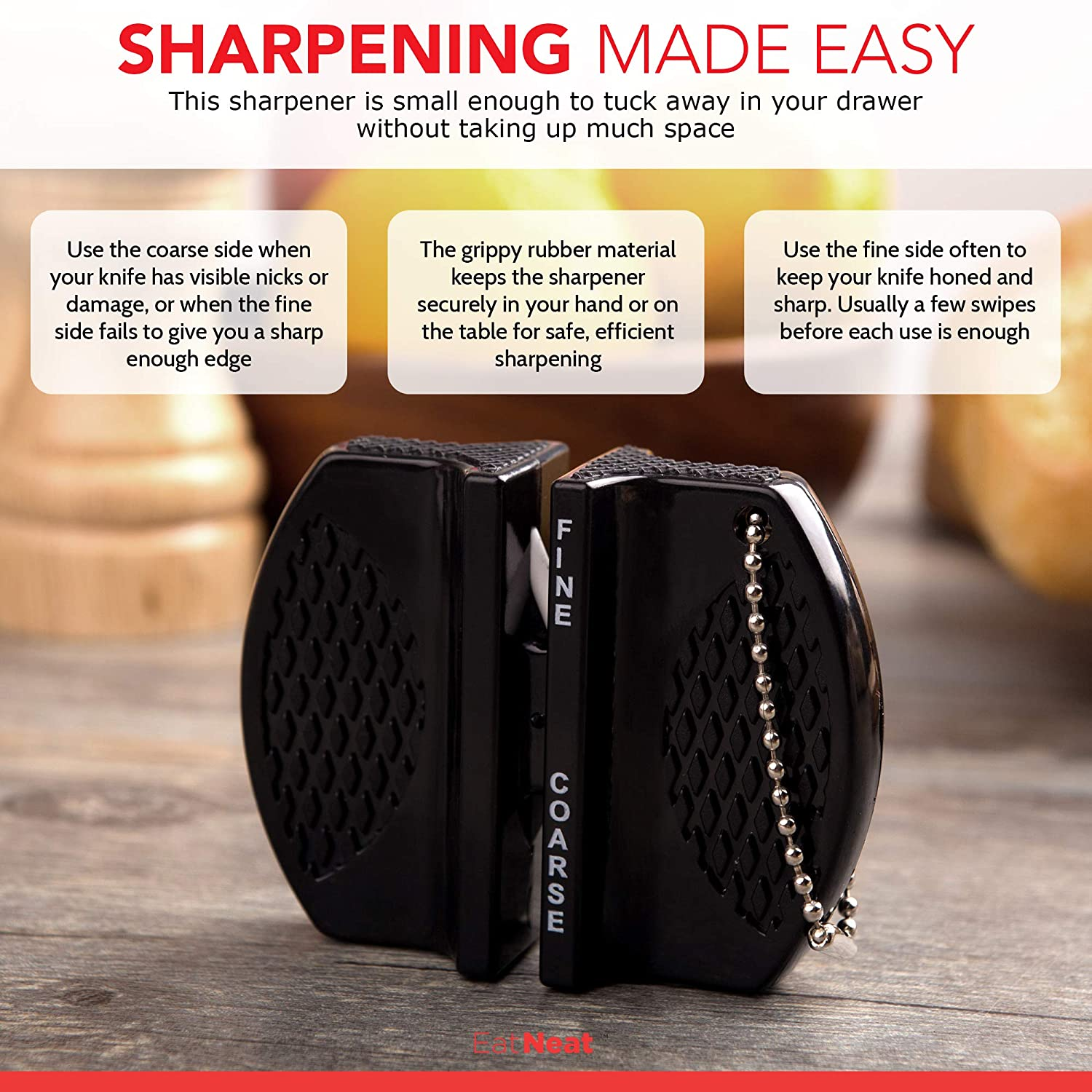 Eatneat 12-Piece Kitchen Knife Set - 5 Black Stainless Steel Knives with Sheaths, Cutting Board, and a Sharpener - Razor Sharp Cutting Tools That Are Kitchen Essentials for New Home