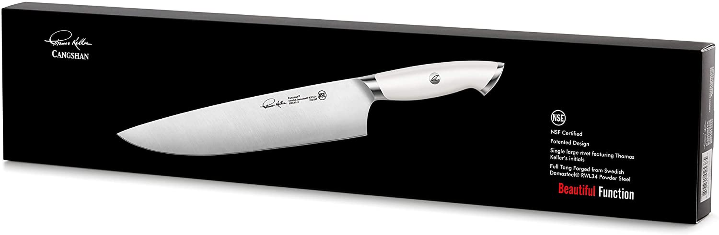 Cangshan Thomas Keller Signature Collection Swedish Powder Steel Forged, 10-Inch Chef'S Knife, White