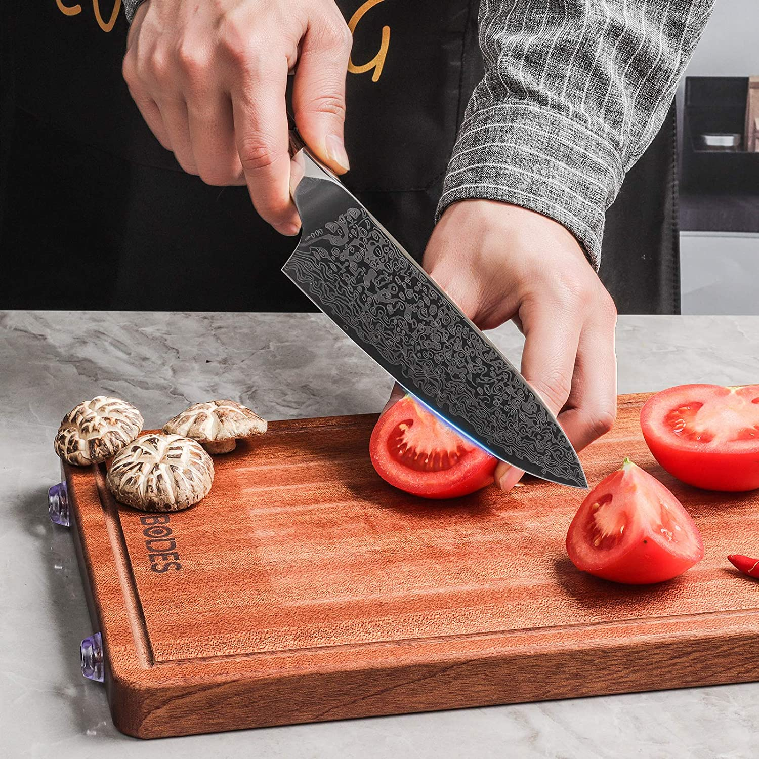 Sancook Chef Knife 8 Inch Kitchen Knife Sharp Professional Knife ,Chefs Knife Chopping Knife German High Carbon Stainless Steel 4116 Knives with Ergonomic Handle-Chef Gifts for Men Damascus Pattern