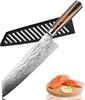 KITORY Kiritsuke Knife Chef`S Knife 7.5" Damascus Pattern Japanese Kitchen Knives with Sheath for Meats, Sushi and Vegetables, German HC Steel, Pakkawood Handle for Home&Restaurant-Flamingo SERIES