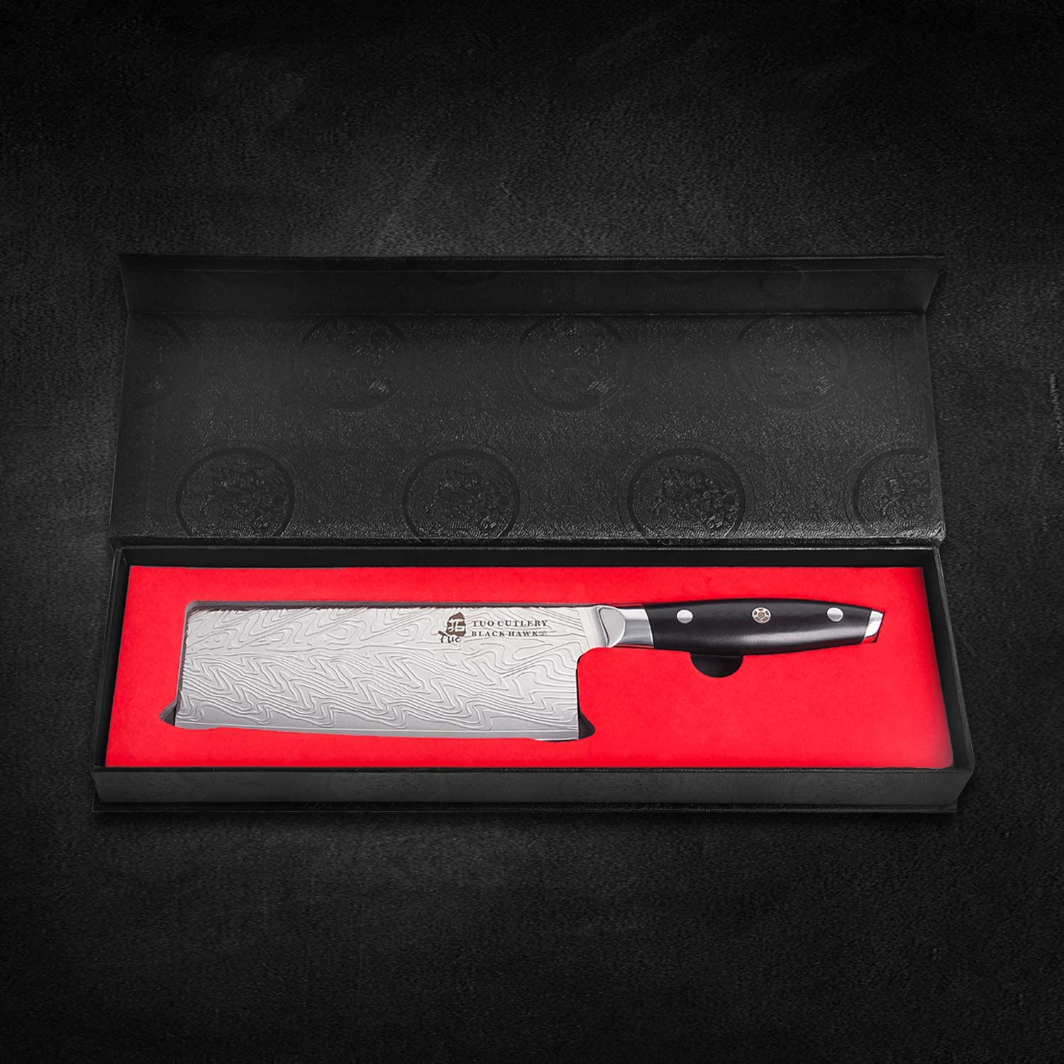 TUO Vegetable Meat Cleaver Knife - Chinese Chef'S Knife 7-Inch High Carbon Stainless Steel - Kitchen Knife with G10 Full Tang Handle - Black Hawk-S Knives Including Gift Box