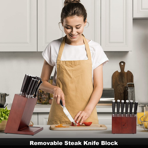 Image of Knife Set, Imarku 16-Pieces Premium Kitchen Knife Set, German Stainless Steel Knife Set with Block and Knife Sharpener