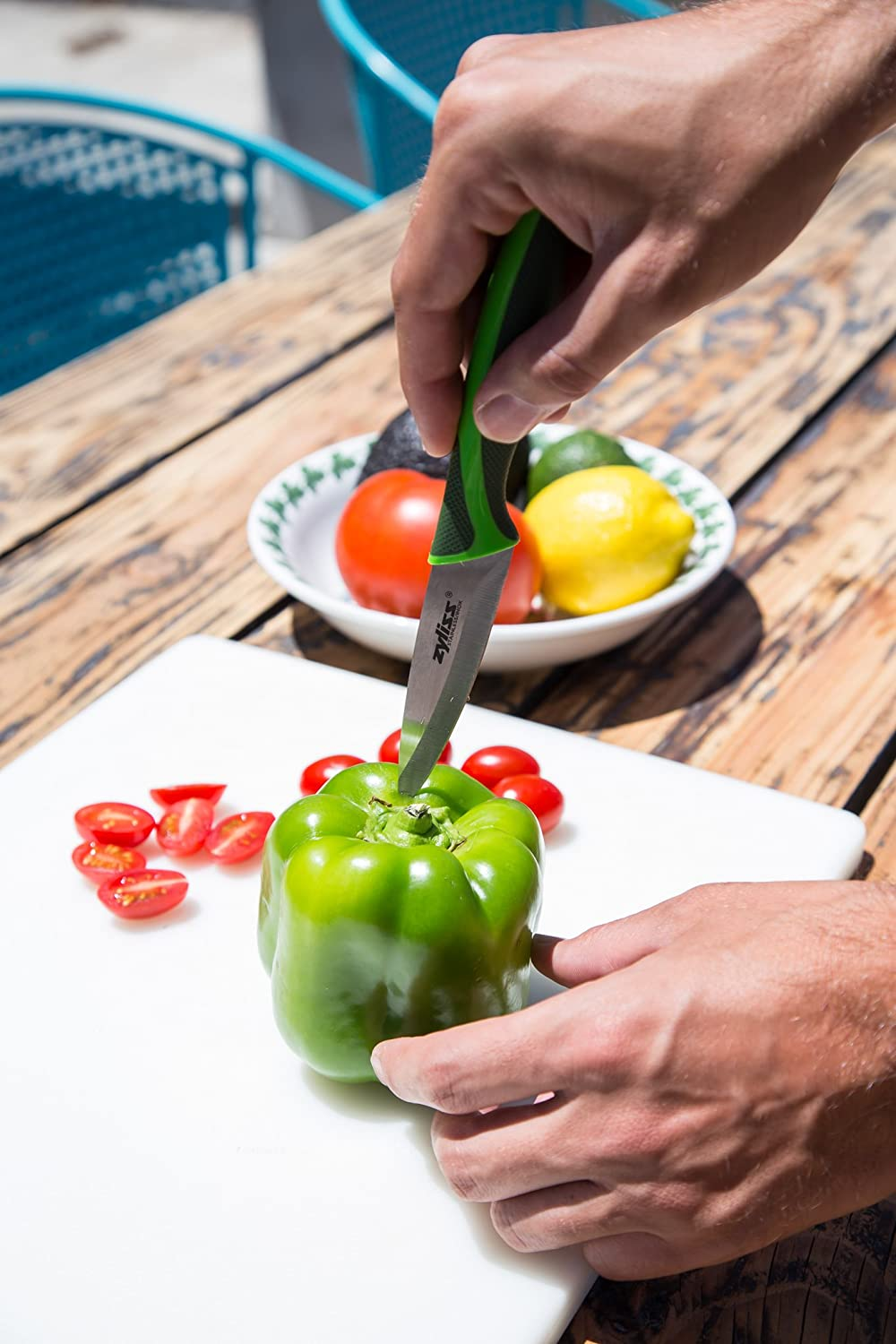 ZYLISS Paring Knife with Sheath Cover, 3.5-Inch Stainless Steel Blade, Green