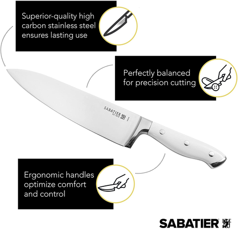 Image of Sabatier Forged Triple Rivet Knife Block Set, 15-Piece, White