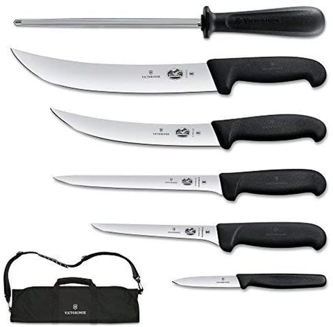 Victorinox - VN46137 Swiss Army Cutlery Fibrox Pro Ultimate Competition BBQ Set, Knife Roll, 8-Piece