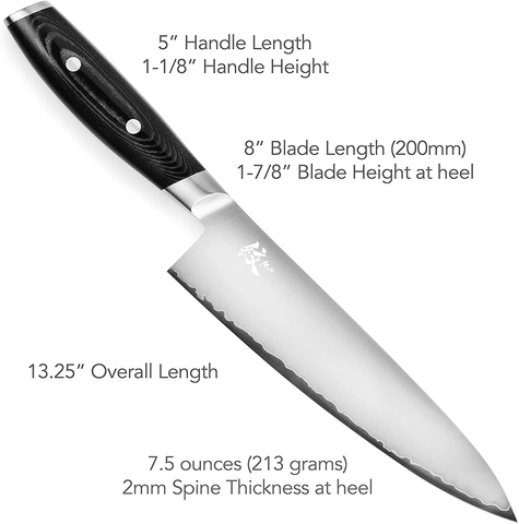 Image of Yaxell Mon 8" Chef'S Knife - Made in Japan - VG10 Stainless Steel Gyuto with Micarta Handle
