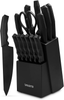 DFACKTO 15 Piece Kitchen Knife Block Set, High Carbon Stainless Steel, Black Matte Blades