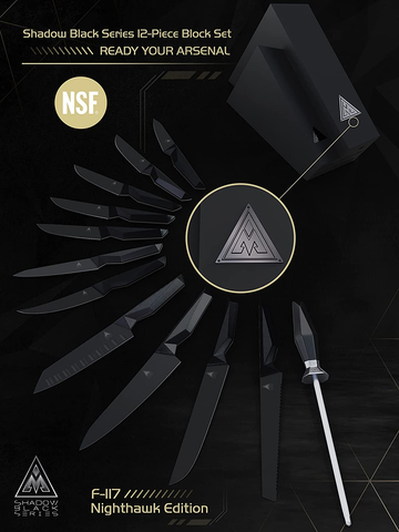 Image of DALSTRONG Knife Block Set - 12-Piece - Shadow Black Series - Black Titanium Nitride Coated - High Carbon - 7CR17MOV-X Vacuum Treated Steel - NSF Certified