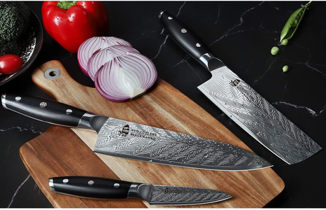 TUO Chef Knife - Kitchen Knives 8-Inch High Carbon Stainless Steel - Pro Chef S Vegetable Meat Knife with G10 Full Tang Handle - Black Hawk-S Series Knives Including Gift Box