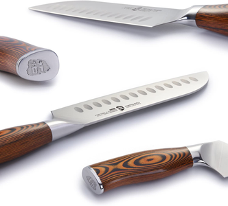 TUO Santoku Knife - Asian Granton Chef Knife - Hollow Ground High Carbon German Steel Kitchen Cutlery - Ergonomic Pakkawood Handle - Gift Box Included - 7 Inch - Fiery Phoenix Series