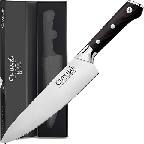 Image of CUTLUXE Chef Knife – 8" Chopping Knife – Forged High Carbon German Steel – Full Tang & Razor Sharp – Ergonomic Handle Design – Artisan Series