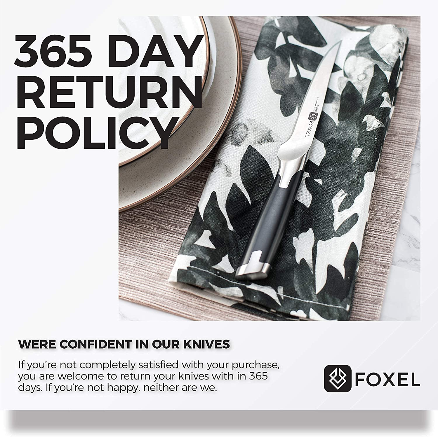 Foxel Best Steak Knives Knife Set of 4, 8, or 12 - Non Serrated Straight Edge Blade Razor Sharp - Rust Resistant Japanese VG10 Steel - Gift Box Set - Hand Wash Only