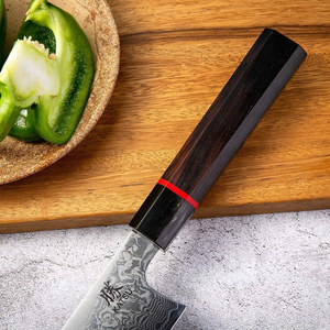 KATSU Kiritsuke Chef Knife - Damascus - Japanese Kitchen Knife - 8-Inch - Handcrafted Octagonal Handle - Wood Sheath & Gift Box (Kritsuke Knife)
