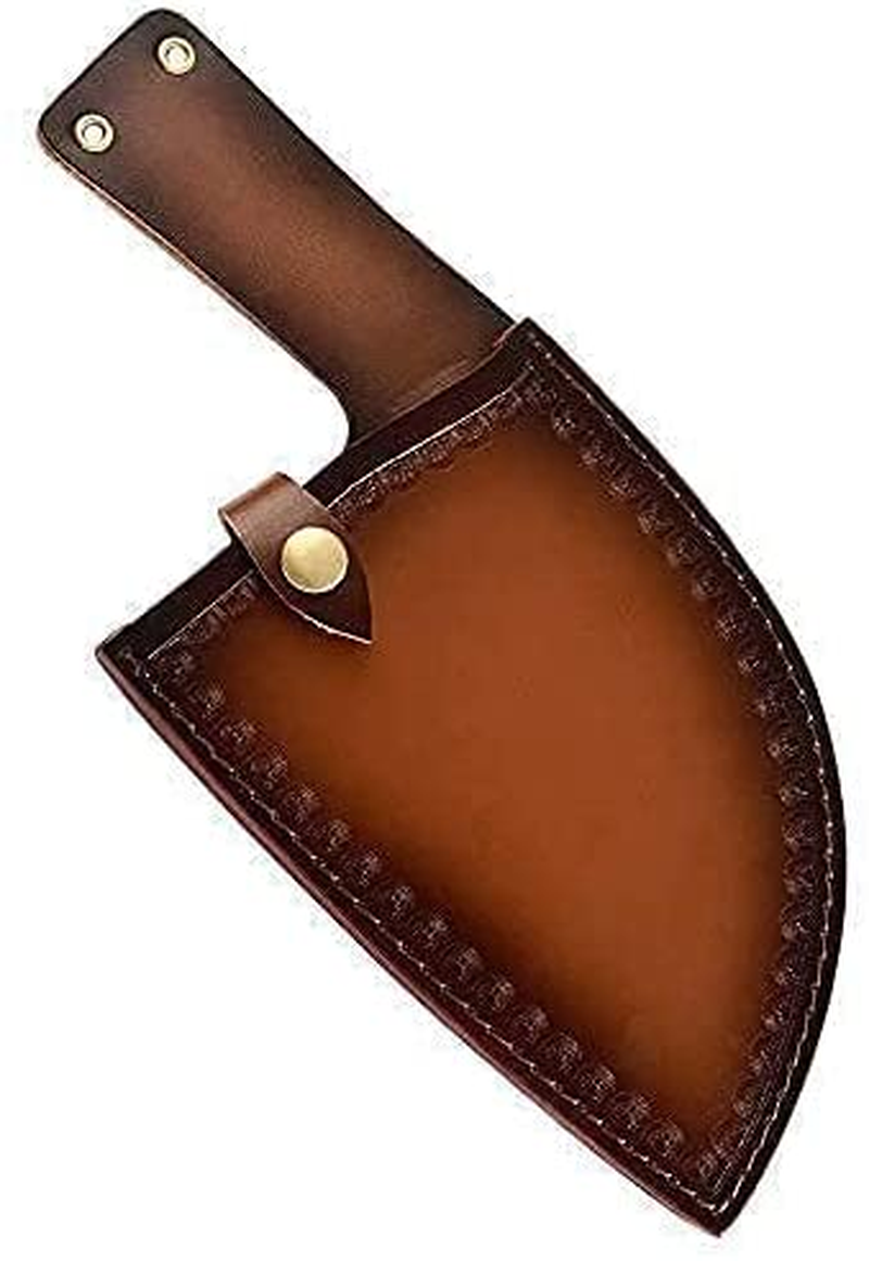XYJ Full Tang Boning Knife Handmade Forged Butcher Knife Serbian Chef Knife Multi-Functional Cleaver with Leather Sheath for Kitchen Camping or BBQ