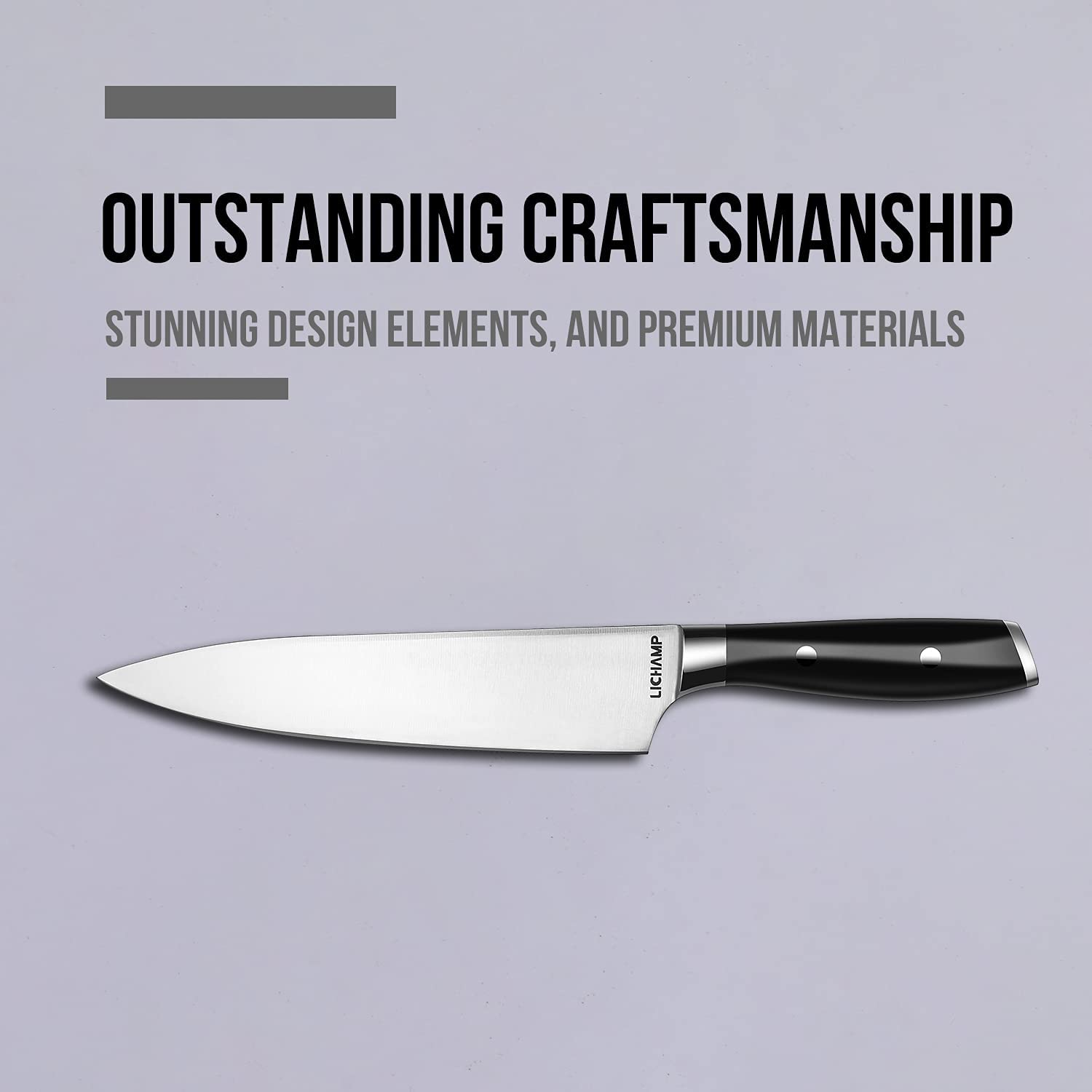 Lichamp Chef Knife, 8 Inches Chefs Knife with Professional Forged Stainless Steel Blade and Riveted Handle