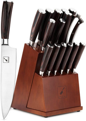 Knife Set, Imarku 16-Pieces Premium Kitchen Knife Set, German Stainless Steel Knife Set with Block and Knife Sharpener