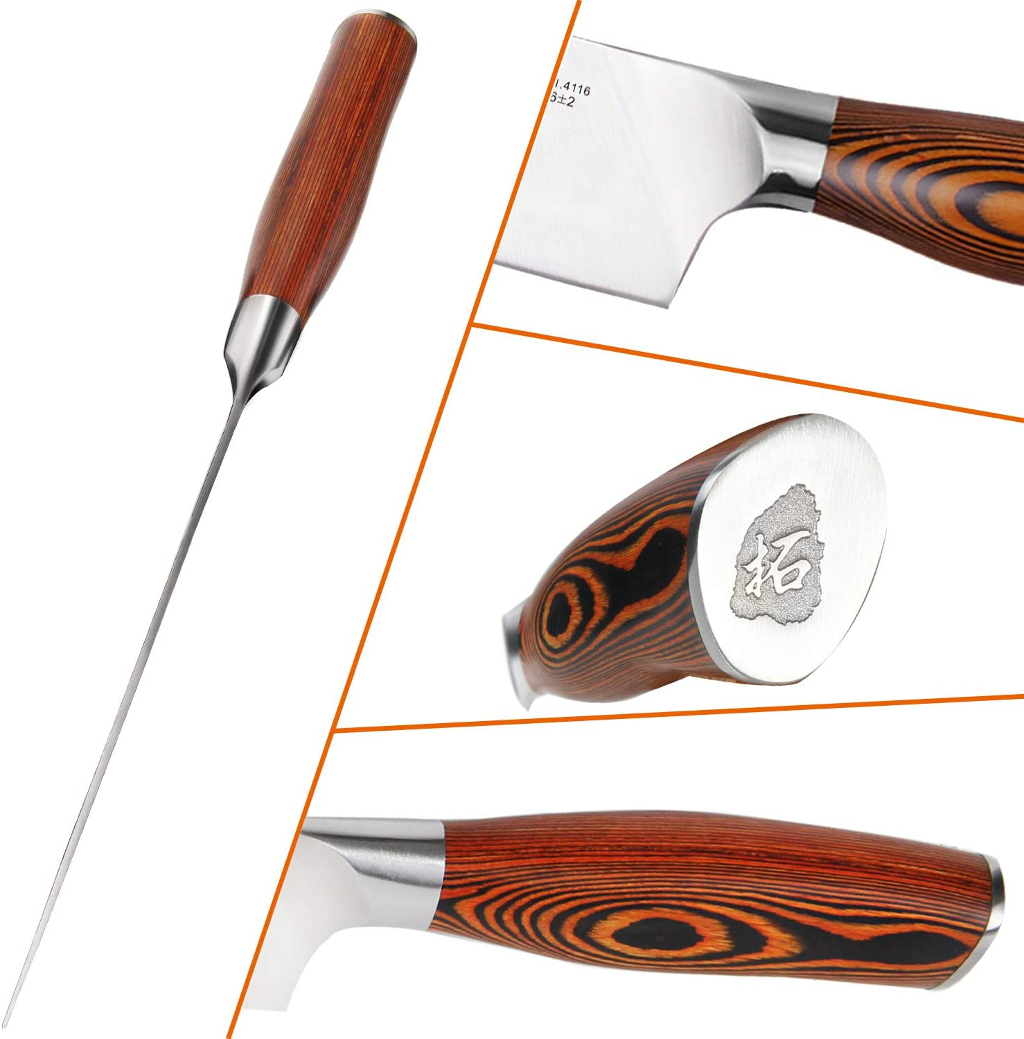 TUO Chef Knife Kitchen Knives Chef S Knife, High Carbon German Stainless Steel Cutlery Rust Resistant, Pakkawood Handle Luxurious Gift Box 8 Inch Chopper Fiery Phoenix Series