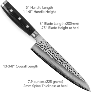 Enso Chef'S Knife - Made in Japan - HD Series - VG10 Hammered Damascus Stainless Steel Gyuto - 8"
