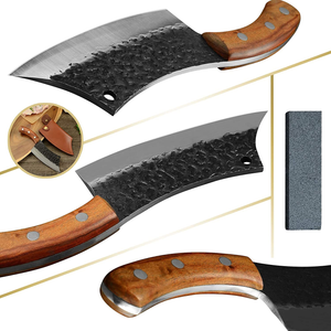 XYJ Full Tang Boning Knife Handmade Forged Butcher Knife Serbian Chef Knife Multi-Functional Cleaver with Leather Sheath for Kitchen Camping or BBQ