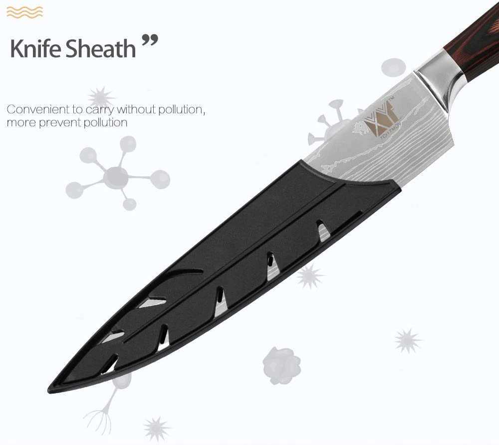 XYJ Stainless Steel Kitchen Knives Set 8 Piece Chef Knife Set with Carry Case Bag & Sheath Well Balance Ergonomic Handle