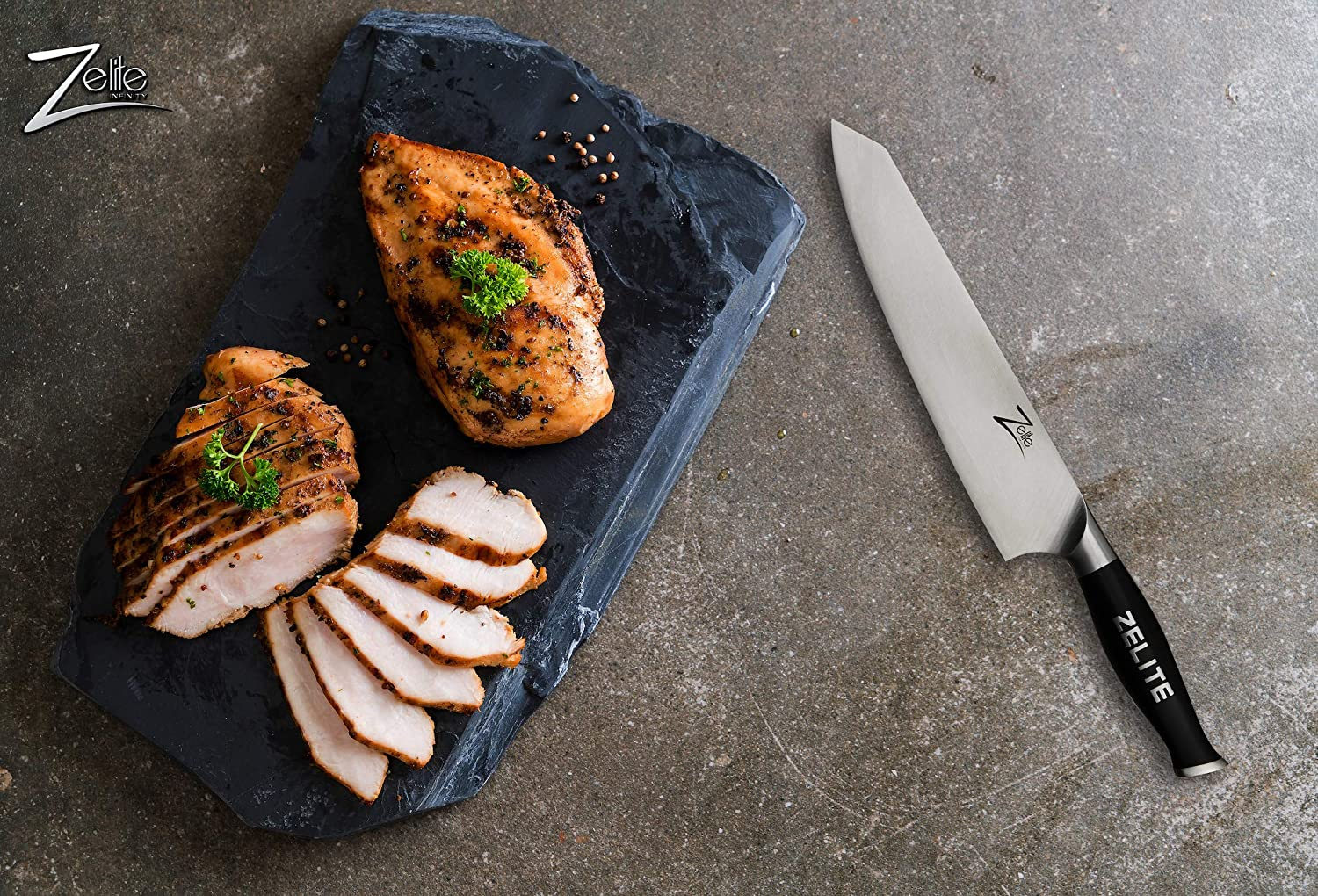 Zelite Infinity Kiritsuke Chef Knife 9 Inch - Comfort-Pro Series - German High Carbon Stainless Steel - Razor Sharp