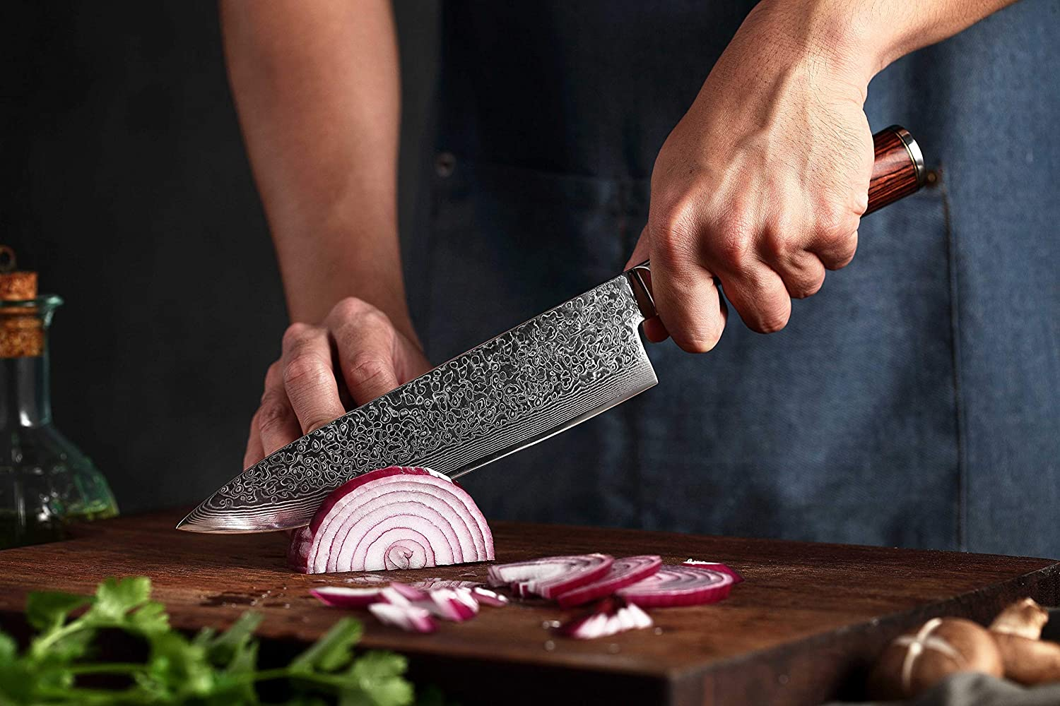 [8 Inch]Chef Knife,Fanteck Kitchen Knife VG10 Damascus Professional Sharp High Carbon Stainless Steel 67-Layer Meat Sushi Fruit Cutting Gyuto Chef Knife[Gift Box]Ergonomic Pakkawood Handle-Acrylic Rim
