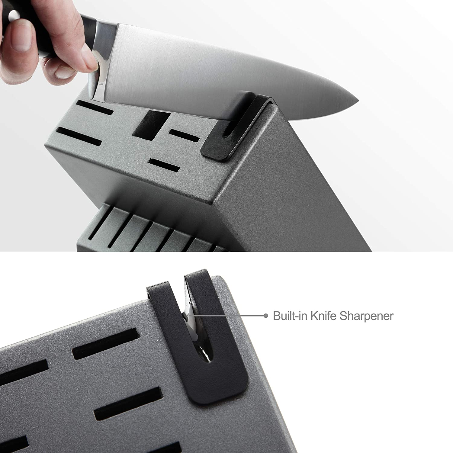 Mccook MC25A Knife Sets,15 Pieces German Stainless Steel Kitchen Knife Block Set with Built-In Sharpener