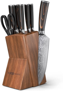 Yatoshi 5 Knife Block Set - Pro Kitchen Knife Set Ultra Sharp High Carbon Stainless Steel with Ergonomic Handle