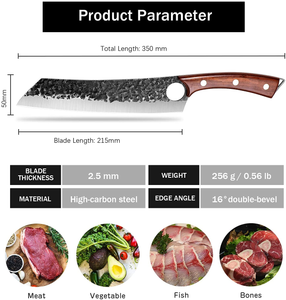 Purple Dragon Chef Knife Meat and Vegetable Cleaver Knife Hand Forged Boning Knife 8.5 Inch Full Tang Design High Carbon Steel Kitchen Knife for Home Kitchen Restaurant