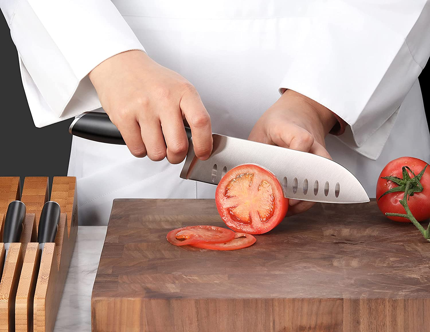 Saveur Selects 1026306 German Steel Forged 6-Piece Knife Set with Bamboo in Drawer Storage Knife Block