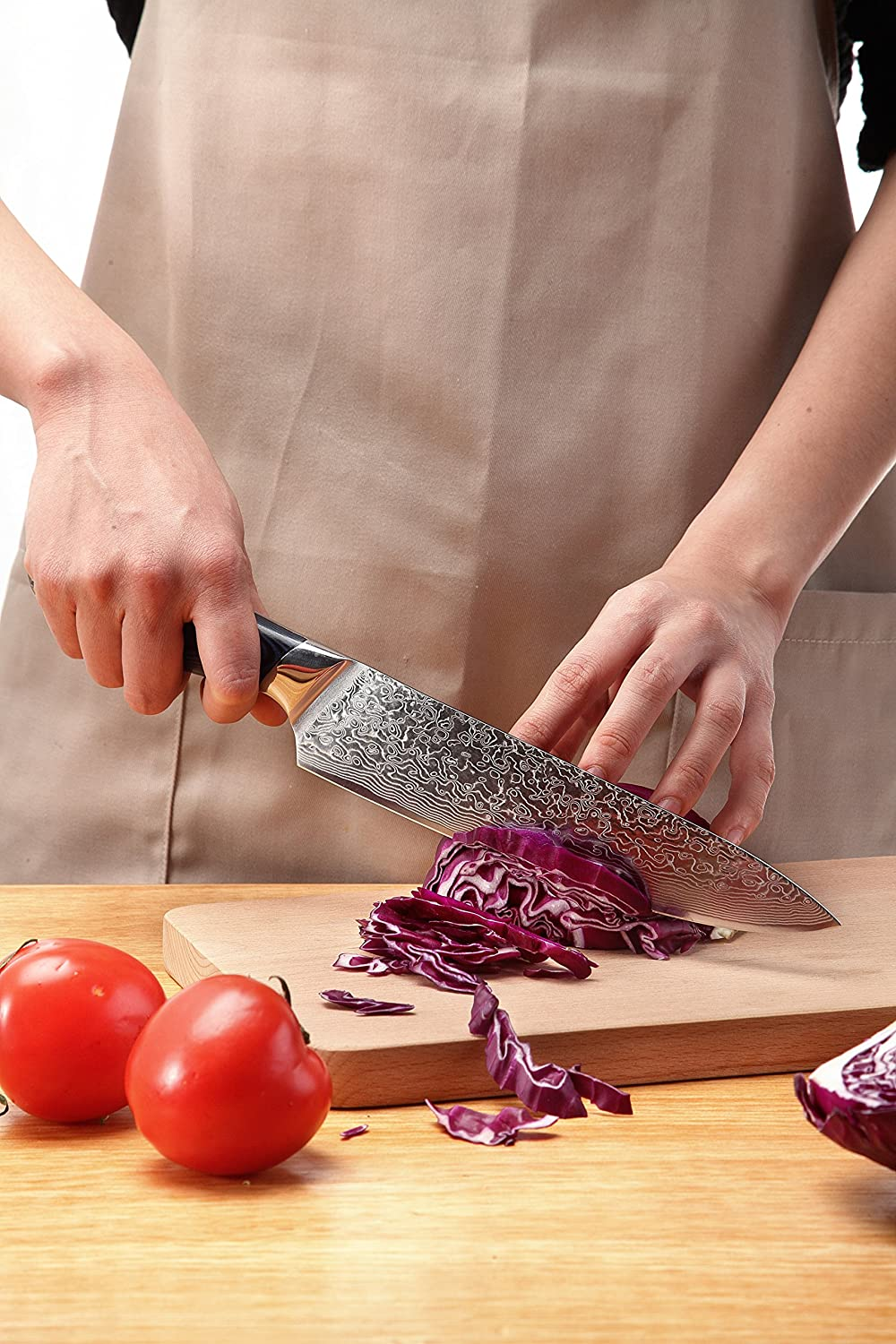 [8-Inch]Chef Knife FANTECK Professional Damascus Chef Knife High Carbon Ultra Sharp VG-10 Damascus Stainless Steel 67 Layers Kitchen Meat Cutting Gyuto Chef Knife [Gift Box]- Ergonomic Blue G10 Handle