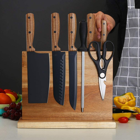 Image of Home Kitchen Magnetic Knife Block Holder Rack Magnetic Stands with Strong Enhanced Magnets Multifunctional Storage Knife Holder