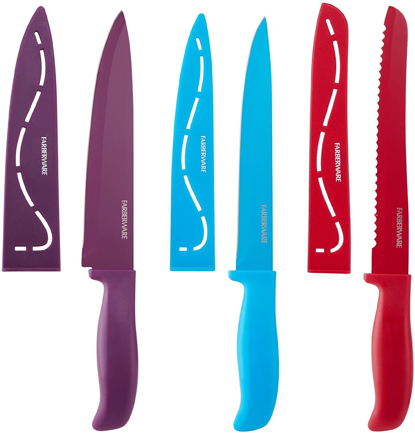 Farberware 12-Piece Non-Stick Resin Cutlery Knife Set, Multicolor
