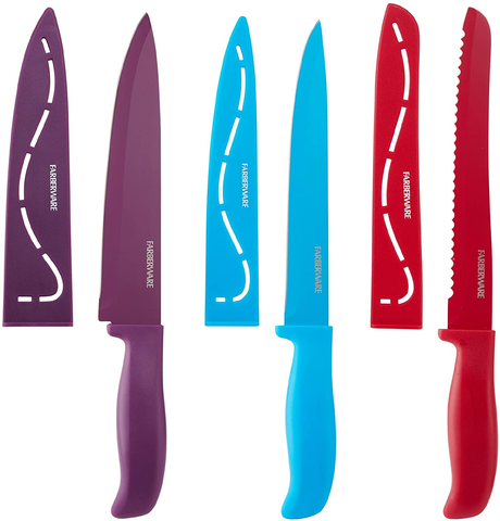 Image of Farberware 12-Piece Non-Stick Resin Cutlery Knife Set, Multicolor