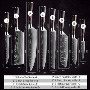 Kitchen Chef Knife Sets,8 Pieces Professional High Carbon Stainless Steel Chef Knives, Pakkawood Handle,3.5-9 Inch Ultra Sharp Cooking Knife for Vegetable Meat Fruit