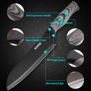 Bravedge Chef Knife 7'' Kitchen Knife, Professional Santoku Knife Cooking Knife, Ultra Sharp Stainless Steel Blade with Sheath, Ergonomic Handle Elegant Gift Box Great Gift Choice